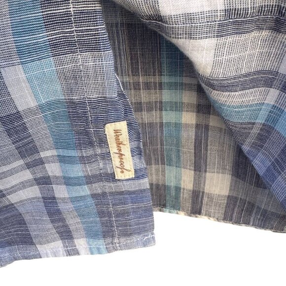 Weatherproof Vintage Mens Blue Plaid Button Collar Short Sleeve Casual Shirt M - Picture 5 of 11